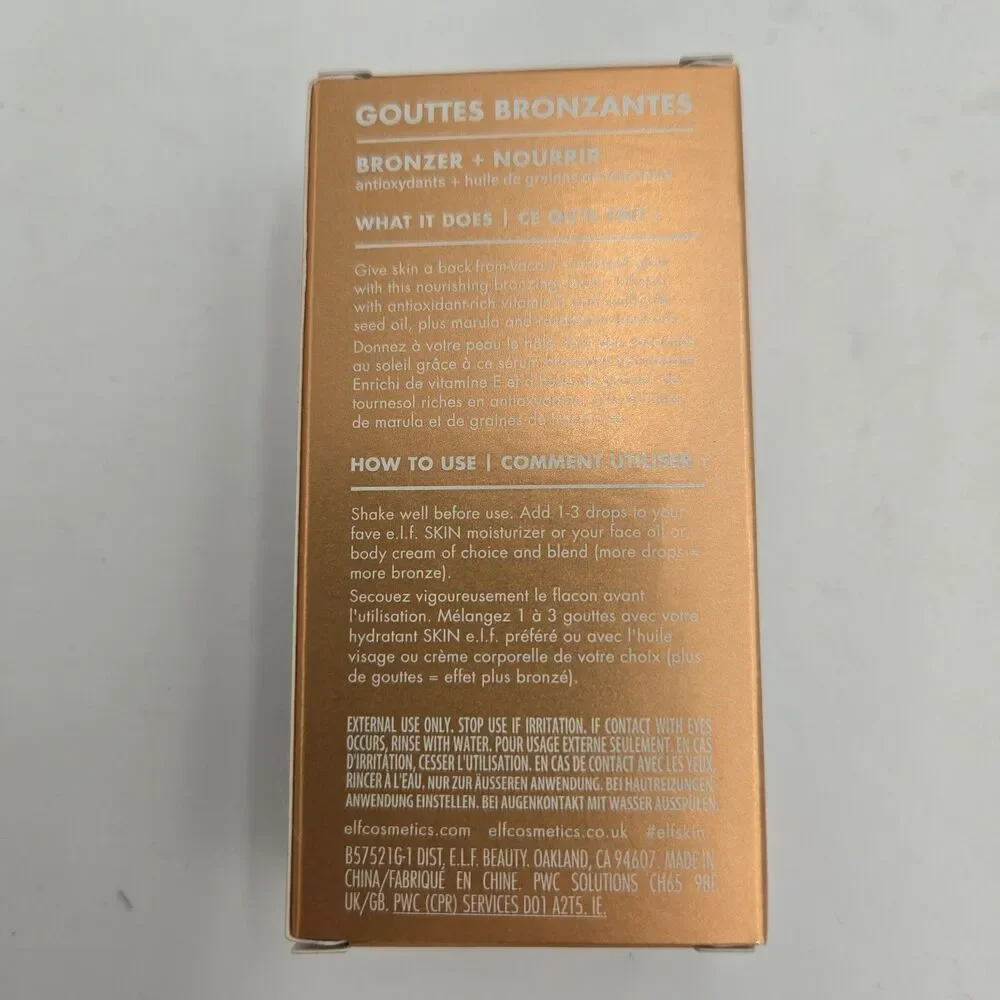 e.l.f. SKIN Bronzing Drops 1oz Liquid Bronzer For Face & Skin Pure Gold Bronze 2